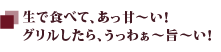 生で食べて、あっ甘〜い！グリルしたら、うっわぁ〜旨〜い！